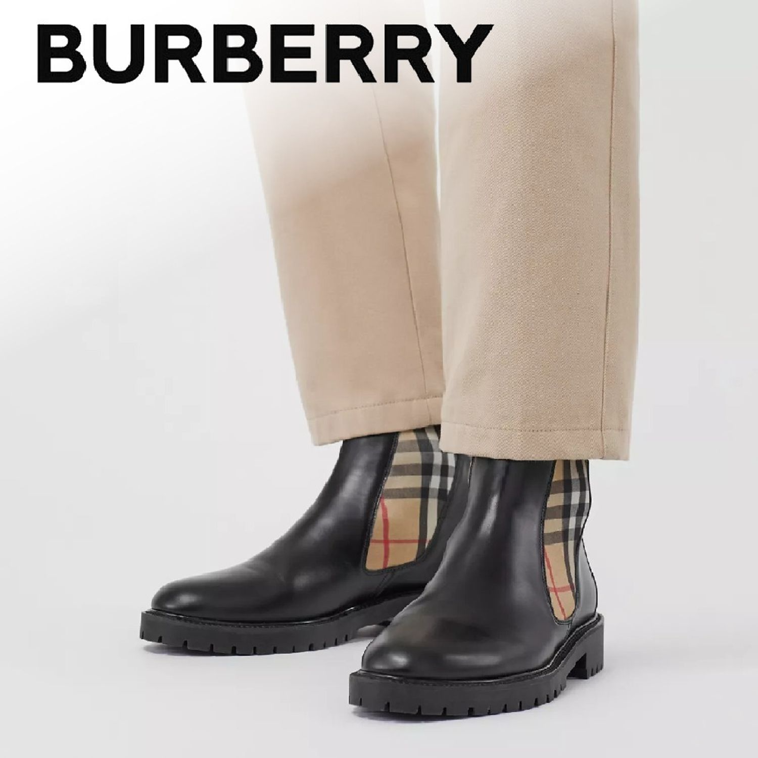 Giày Burberry Vintage Check Detail Coated Canvas Chelsea Boots 80218011 - Ảnh 3