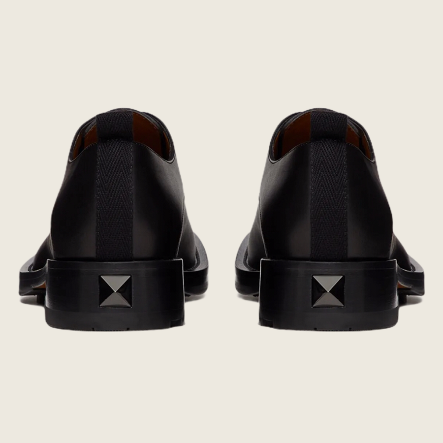 Giày Valentino Roman Stud Calfskin Derby Black WY2S0E56ZQK0NO - Ảnh 2