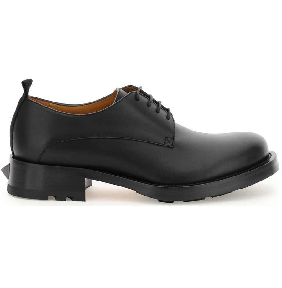 Giày Valentino Roman Stud Calfskin Derby Black WY2S0E56ZQK0NO