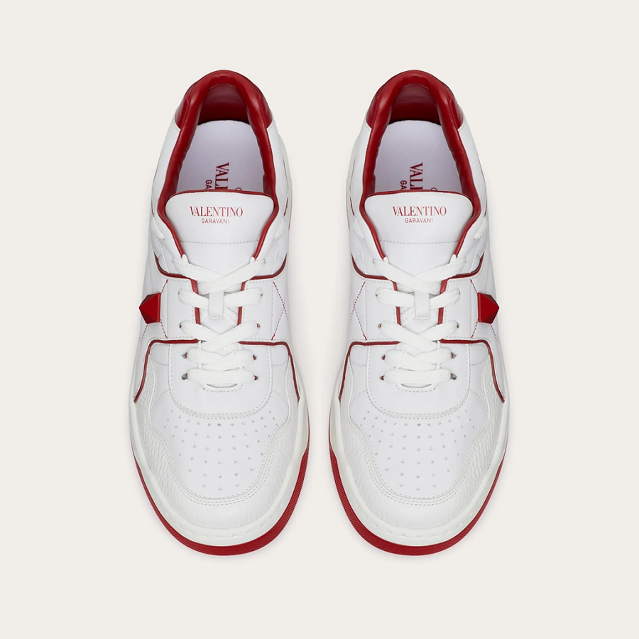 Giày Valentino One Stud Low Top Nappa White Red WY2S0E71NWNR81 - Ảnh 5