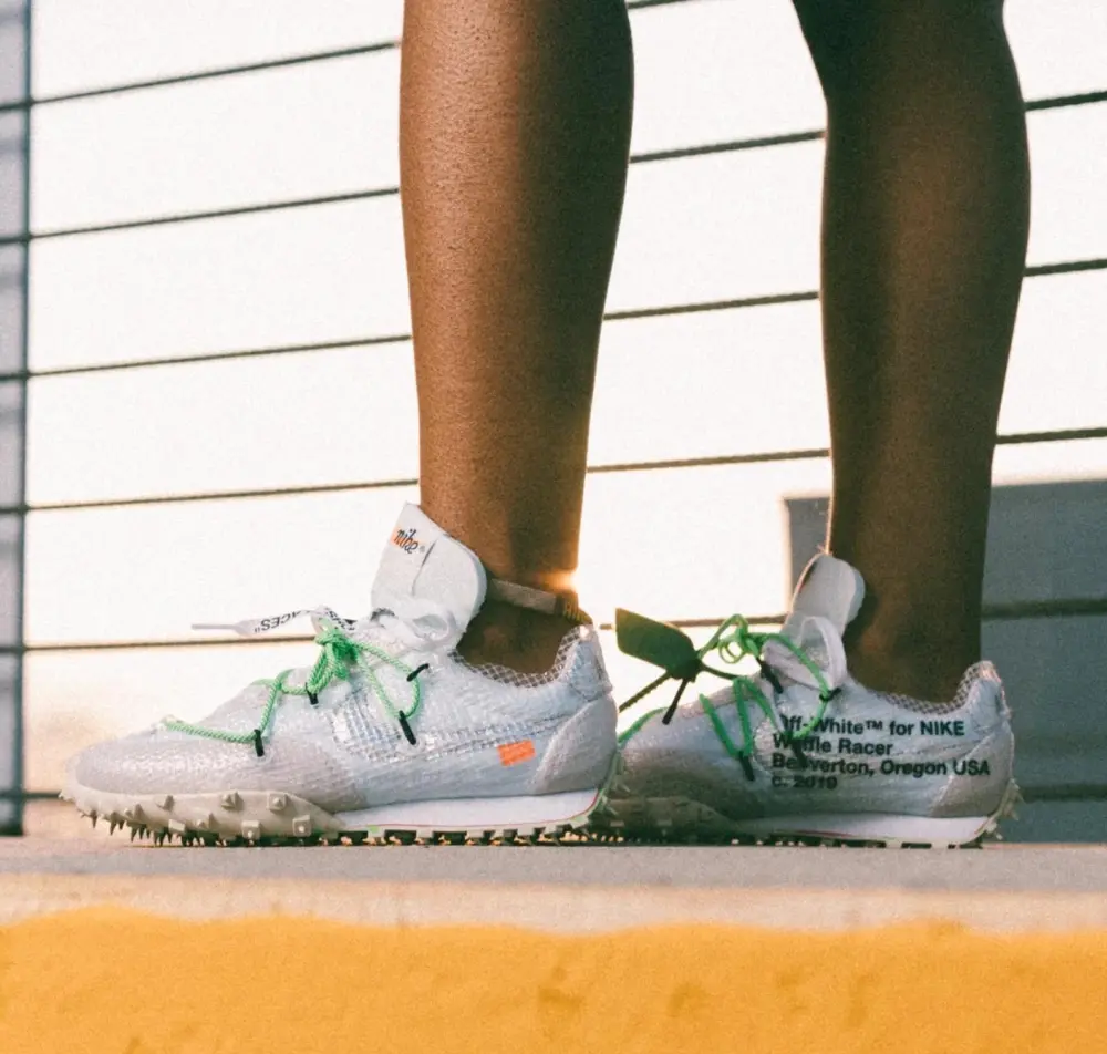 Giày Nike Waffle Racer Off-White 'White Green' CD8180-100 - Ảnh 3