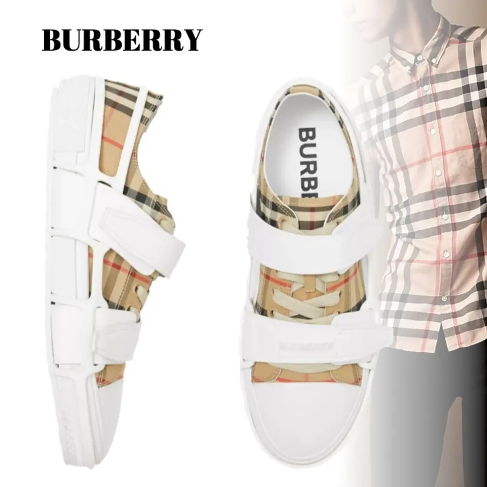 Alternative view of Giày Burberry Vintage Check Cotton Leather Webb Beige 80341431