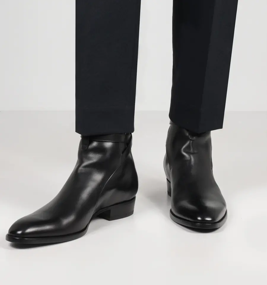 Giày Saint Laurent Wyatt Jodhpur Boots In Mooth Leather 'Black' 6634141YL001000 - Ảnh 2