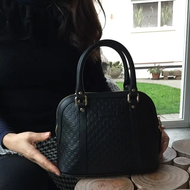 Túi Gucci Microguccissima Bag Black Leather 449654 BMJ1G 1000 - Ảnh 4