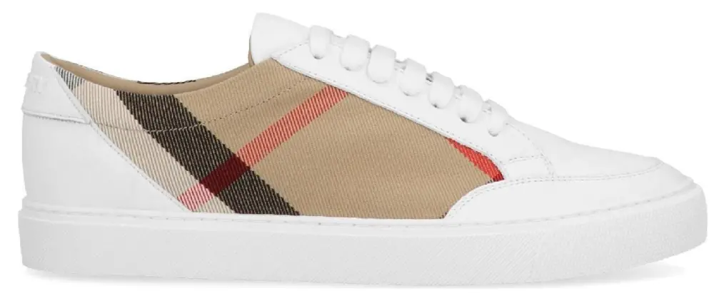 Giày Burberry House Check and Leather Optic White 80243261