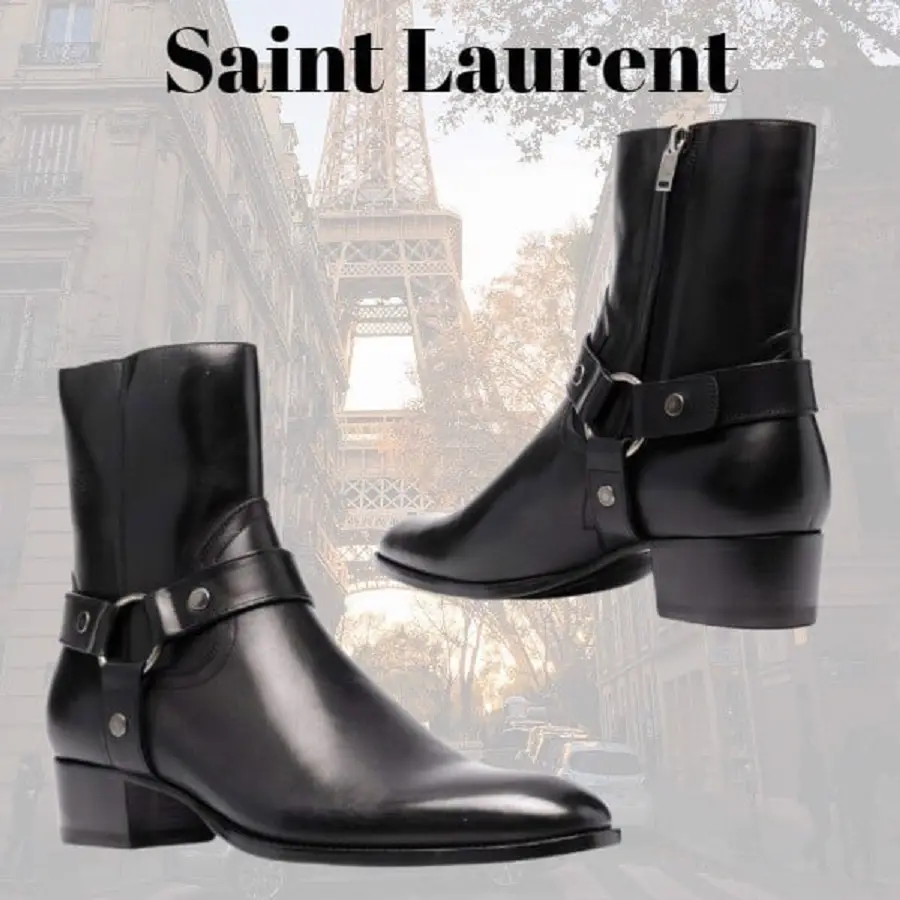 Giày Saint Laurent Wyatt Harness Boots 'Black' 6813311YL001000 - Ảnh 4
