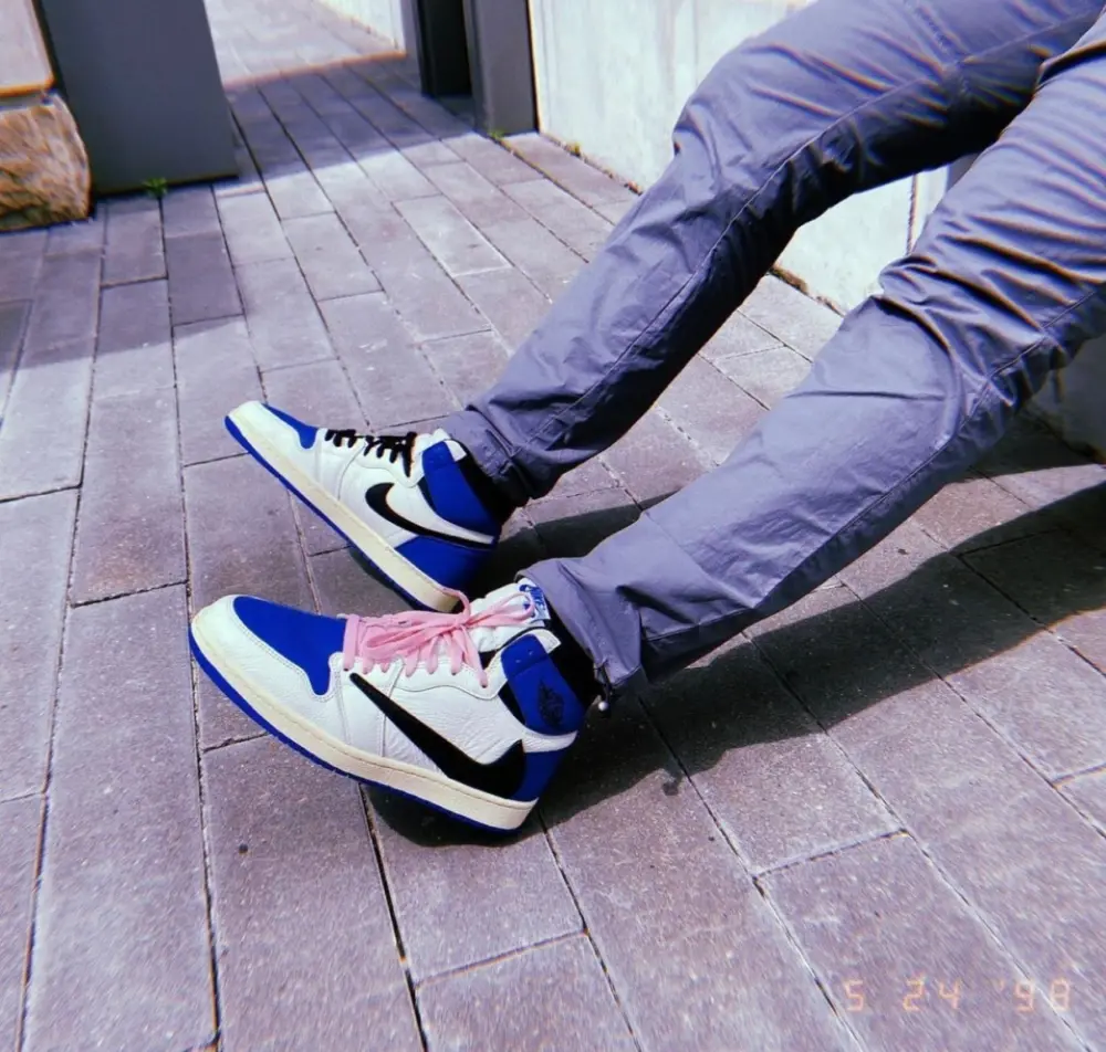 Giày Nike Fragment Design x Travis Scott x Air Jordan 1 Retro High 'Military Blue' DH3227-105 - Ảnh 6