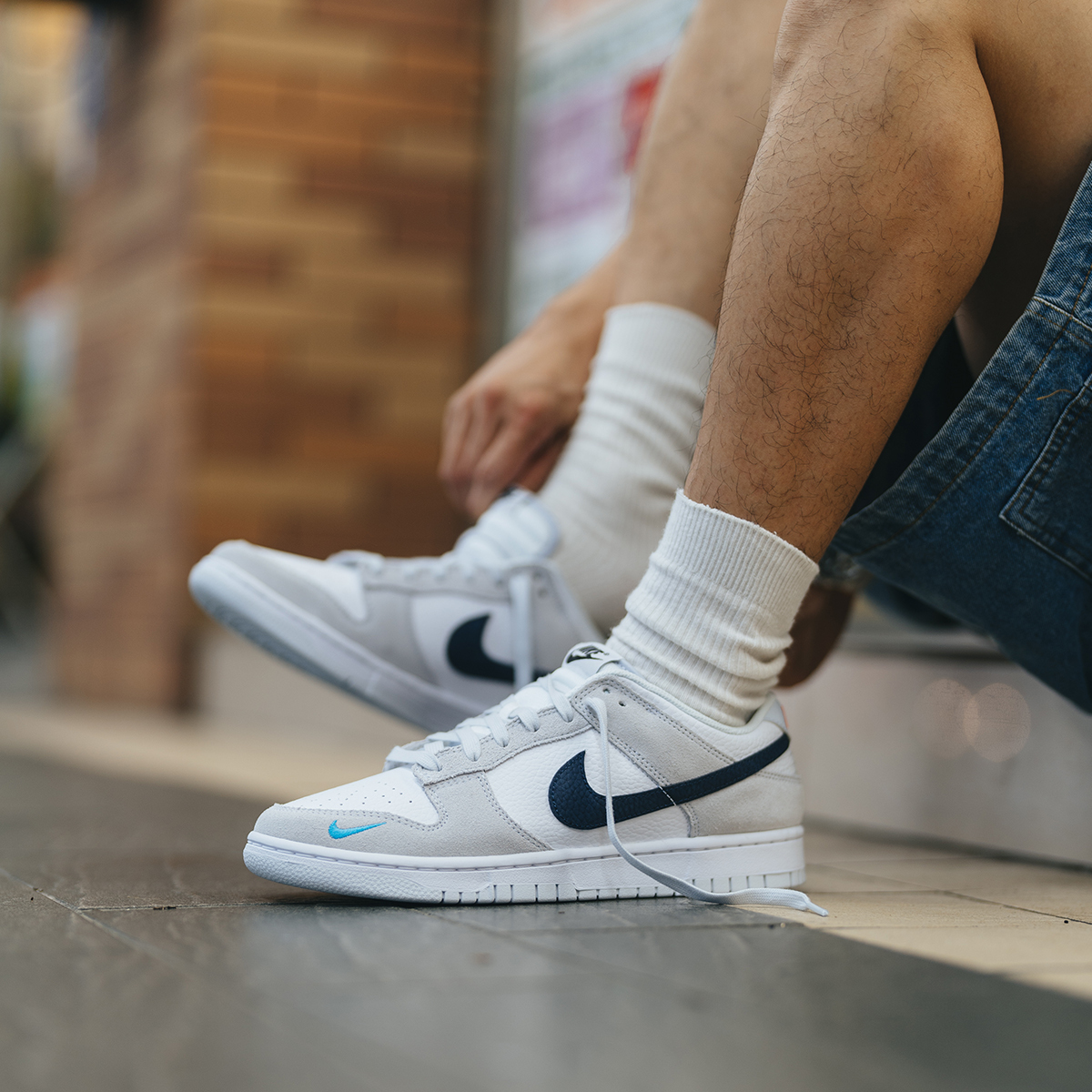 Giày Nike Dunk Low 'White Grey Navy Aqua' FJ4227-001 - Ảnh 3