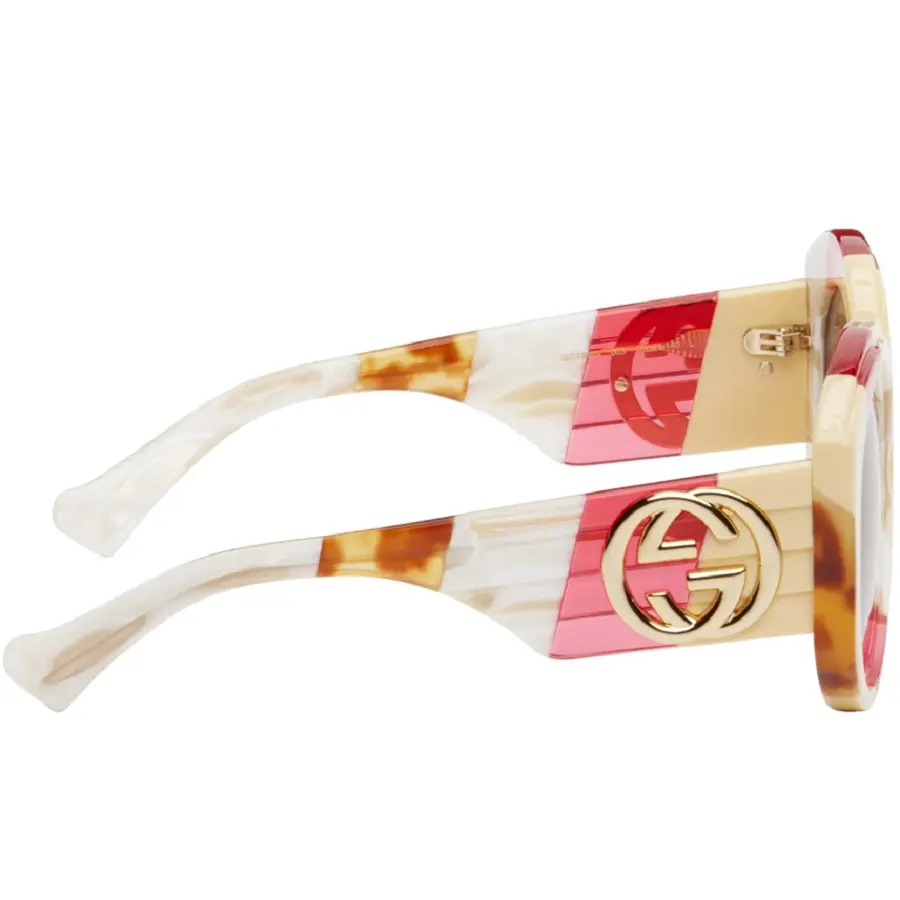 Kính Gucci Oversized Round Sunglasses 'Beige Red' GG1308S-003 - Ảnh 3