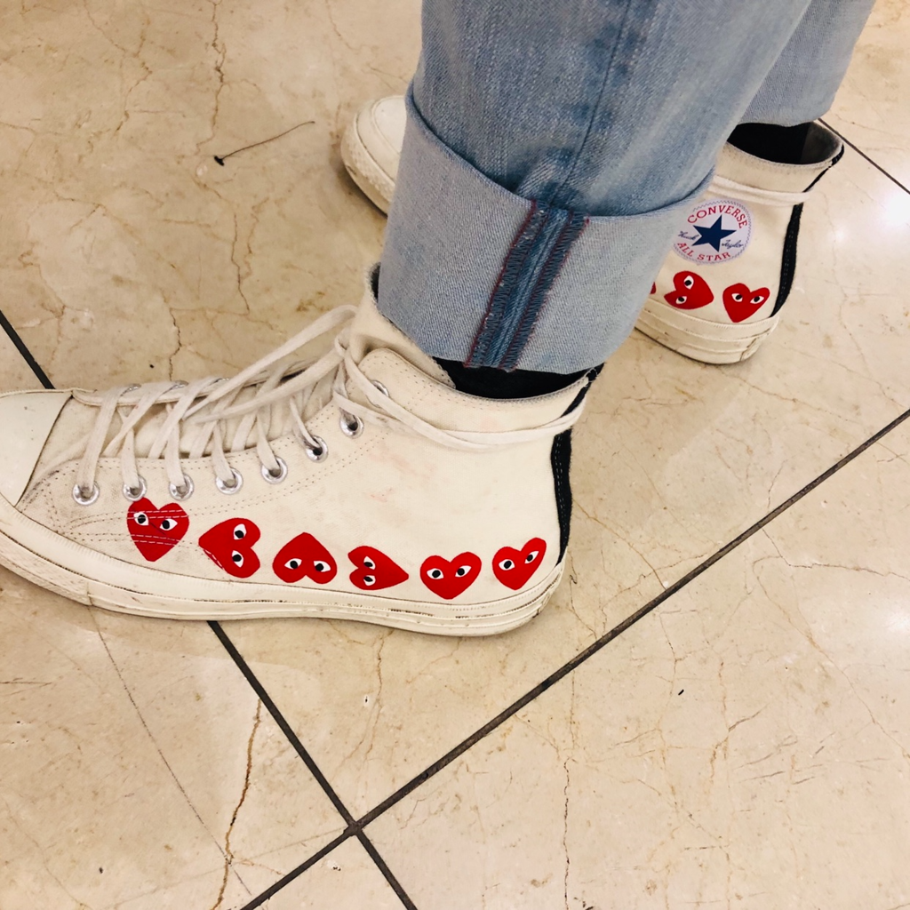 Giày Converse Comme des Garçons Play x Chuck 70 Hi Top Multi Heart 162972C - Ảnh 3
