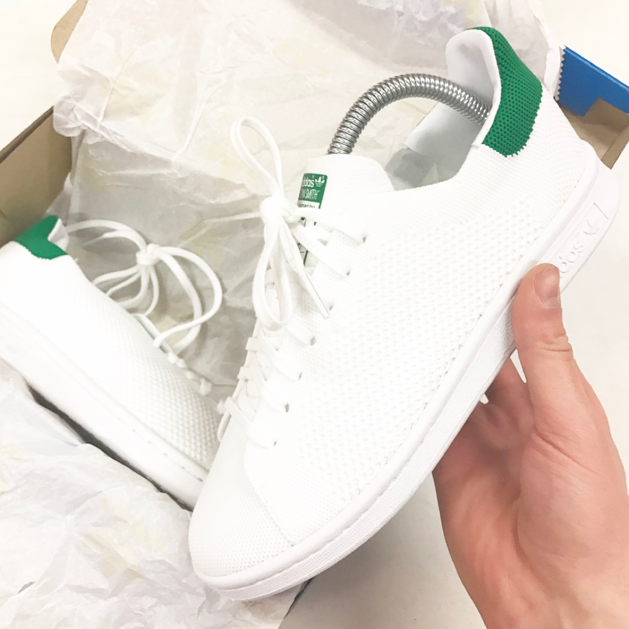Giày Adidas Stan Smith Primeknit J 'White Green' S75351 - Ảnh 2