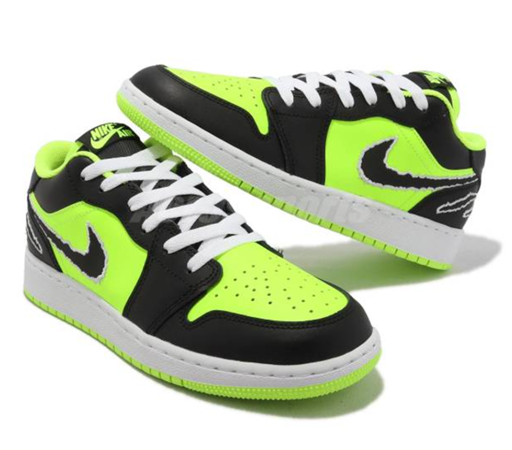Giày Nike Jordan 1 Low SE GS 'Black Cat Volt ' DX6666-701 - Ảnh 2