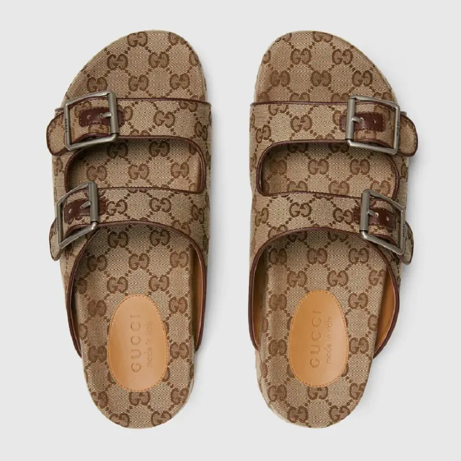 Dép Gucci Strap Slide Sandal 'Beige Canvas' 658020-2HK60-9791 - Ảnh 4
