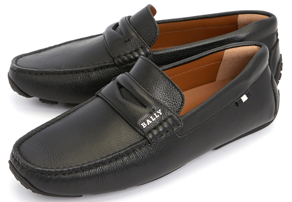 Giày Bally Pablon Pebbled Leather Loafers 'Black' PAVEL-300 - Ảnh 2