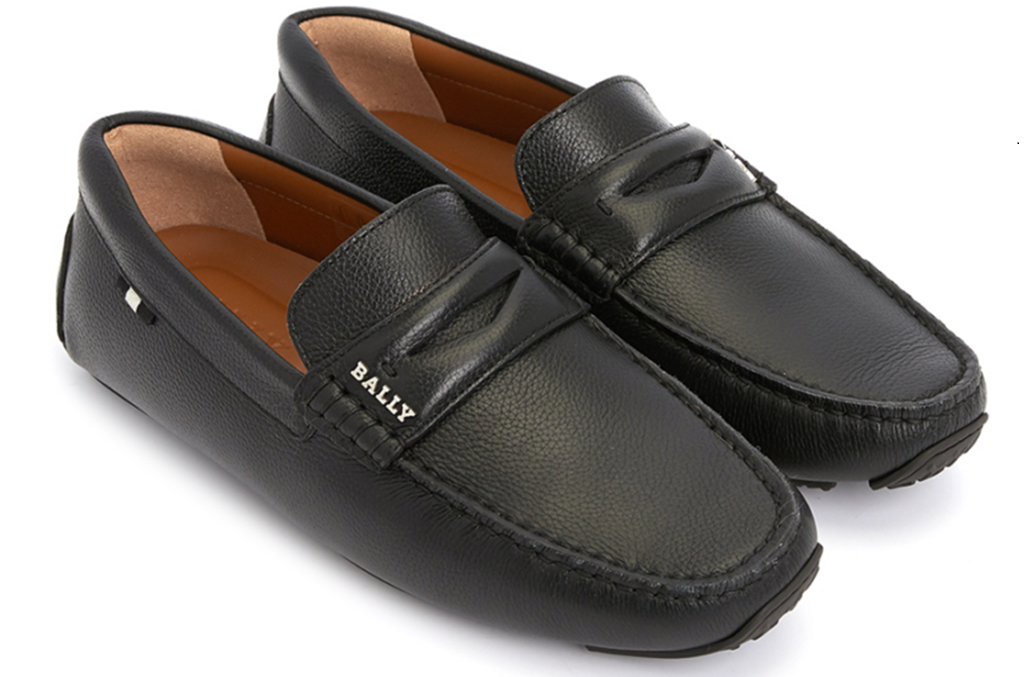 Giày Bally Pablon Pebbled Leather Loafers 'Black' PAVEL-300 - Ảnh 3