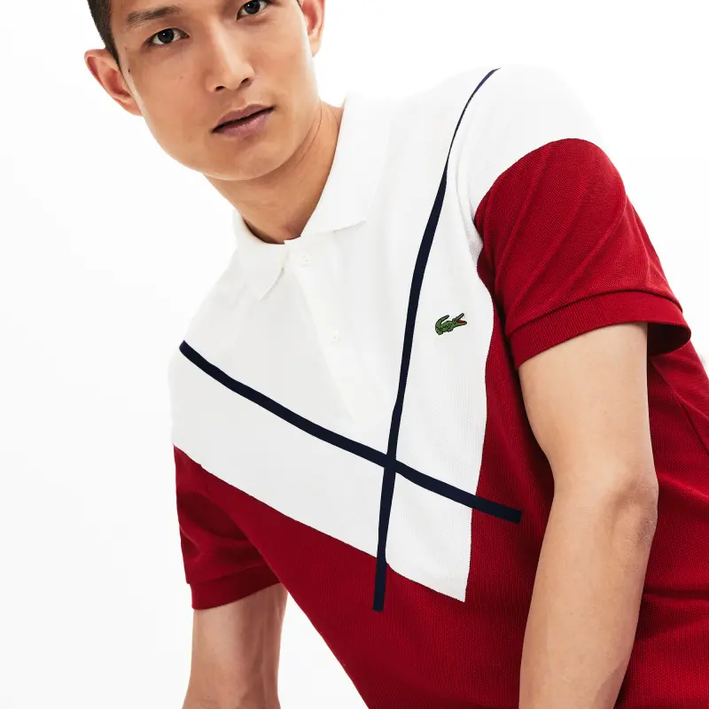 Áo Men's Lacoste Striped Accents Cotton Pique Polo Shirt 'Red White' PH8532-236 - Ảnh 4