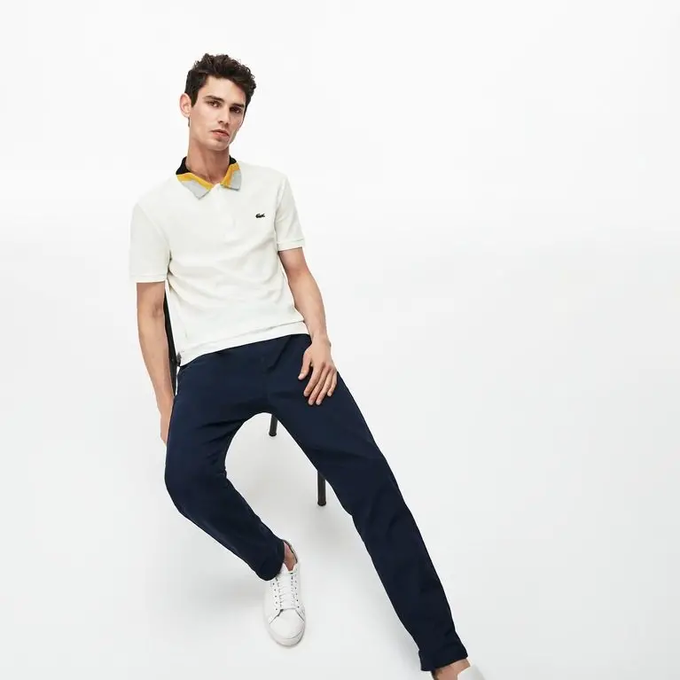 Alternative view of Lacoste Slim Fit Colourblock Striped Knop Piqué Polo Shirt