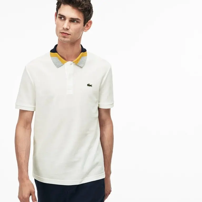 Lacoste Slim Fit Colourblock Striped Knop Piqué Polo Shirt - Ảnh 5
