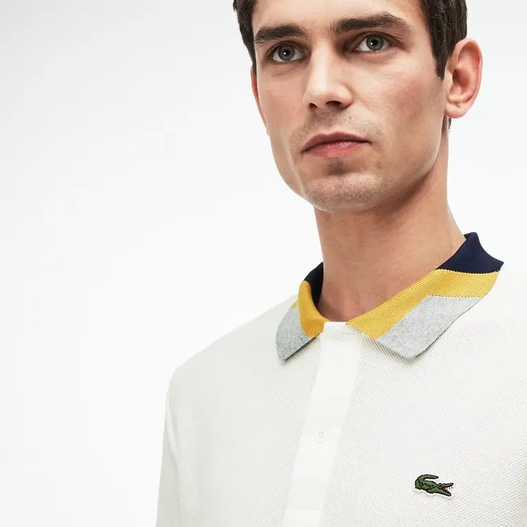 Lacoste Slim Fit Colourblock Striped Knop Piqué Polo Shirt - Ảnh 3