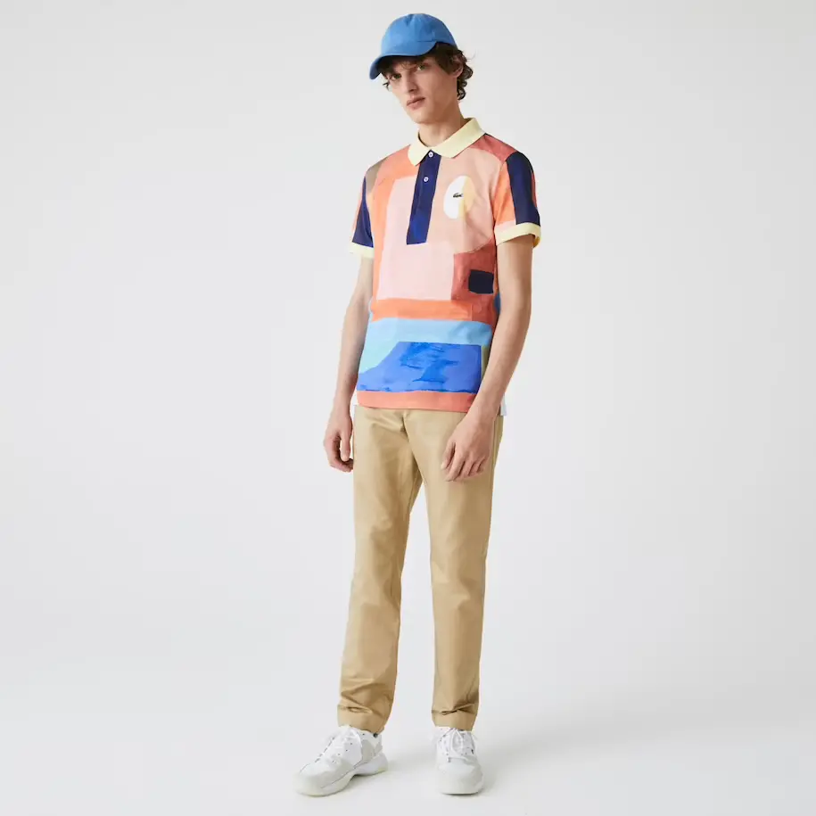 Áo Lacoste Regular Fit Paint Print Cotton Piqué Polo Shirt PH9707-00 - Ảnh 3