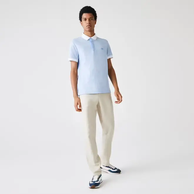 Áo Lacoste Linen Blend Striped Polo Blue PH9729-51G - Ảnh 5