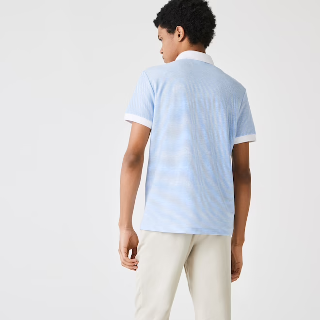 Áo Lacoste Linen Blend Striped Polo Blue PH9729-51G - Ảnh 6