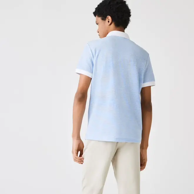 Áo Lacoste Linen Blend Striped Polo Blue PH9729-51G - Ảnh 6