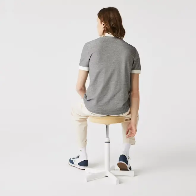 Áo Lacoste Linen Blend Striped Polo Grey PH9729-51G - Ảnh 5