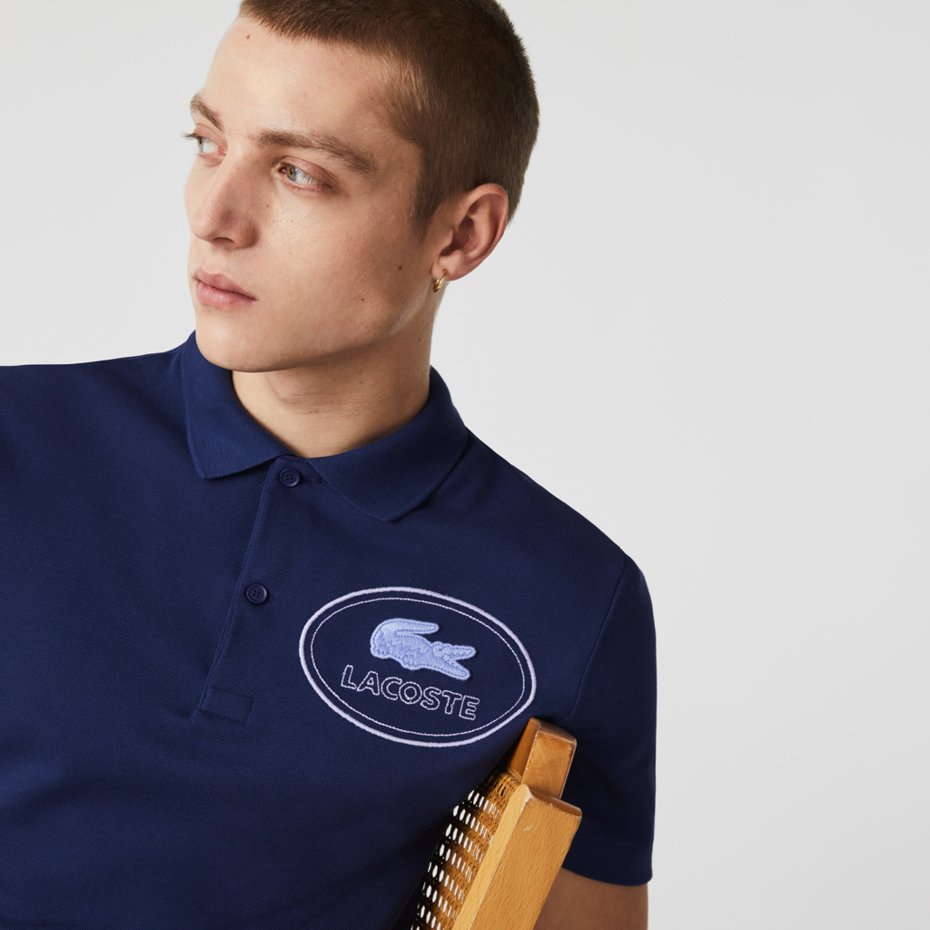 Áo Lacoste Men's Slim Fit Embroidered Crocodile Blue PH9733-78X - Ảnh 2