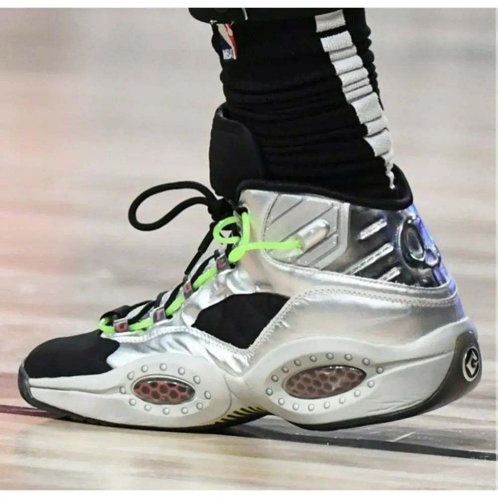 Giày Reebok Question Mid Minions Gru's Lab 'Sliver Black' FW7548 - Ảnh 4