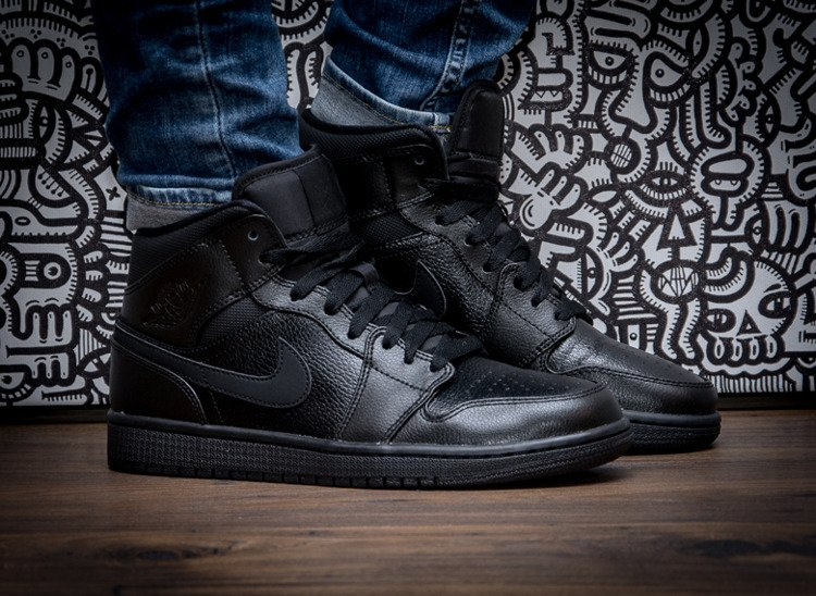 Giày Nike Air Jordan 1 Retro Mid Black 554724-030 - Ảnh 7