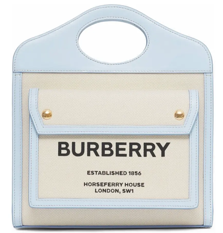 Túi Burberry Mini Two Tone Canvas Leather Pocket Bag 'Pale Blue' 80324061