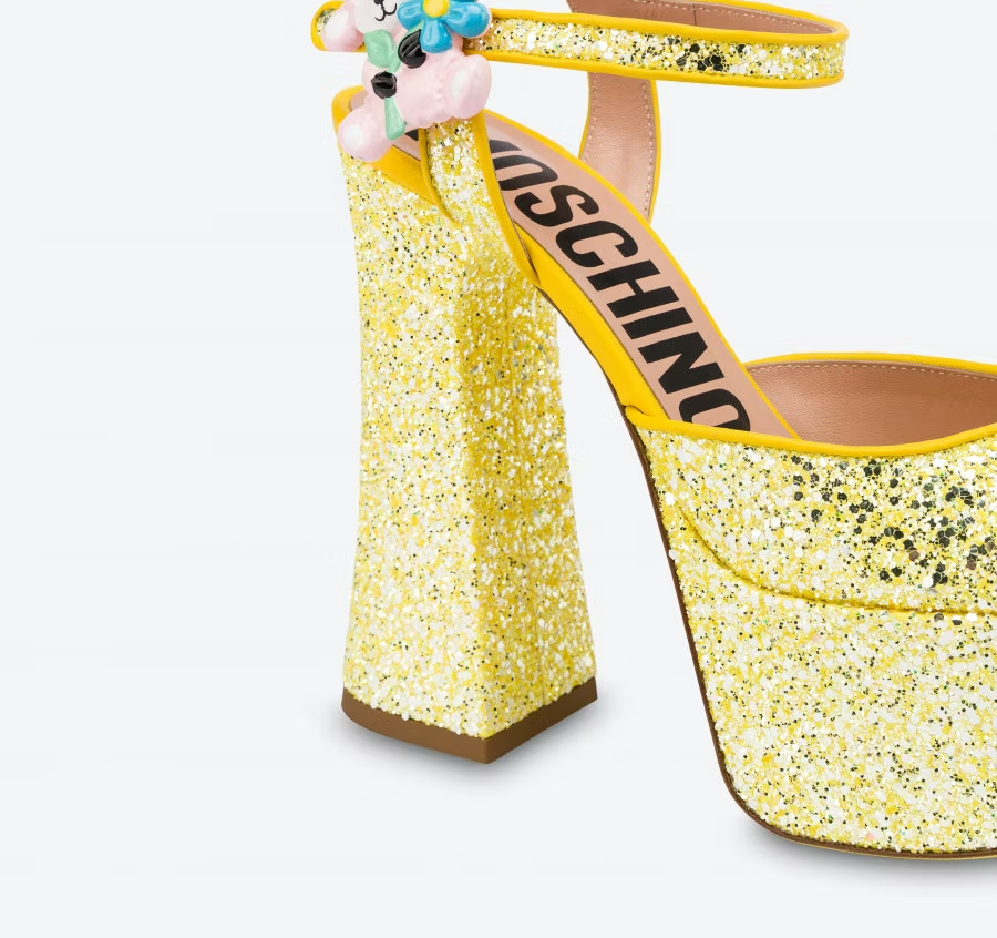 Giày Cao Gót Moschino High Glitter Platform 'Yellow' MA1611EC0EMJN400 - Ảnh 3