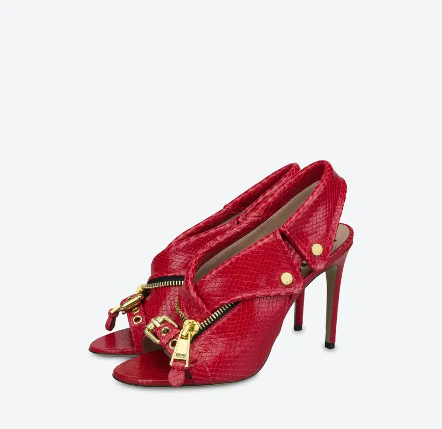 Giày Cao Gót Moschino Biker Slingback 'Red' MA1612AC1EMI5500 - Ảnh 4