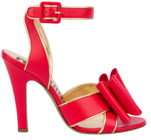 Giày Cao Gót Moschino Low Bow Calfskin 'Red' MA1641AC1EMFL501