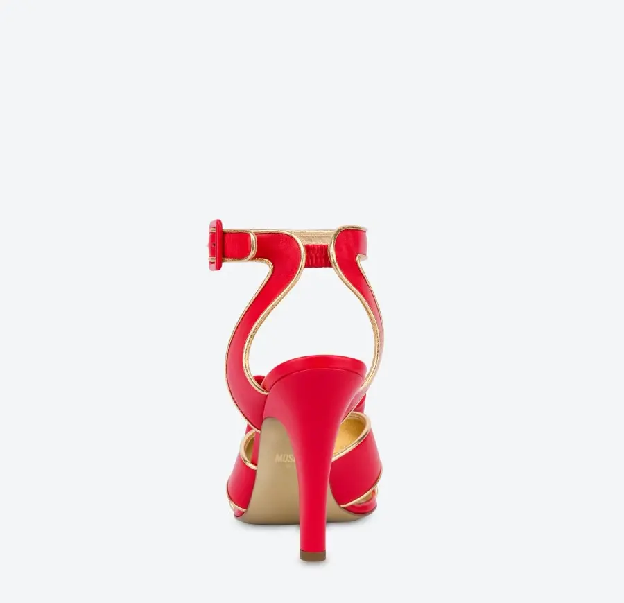 Giày Cao Gót Moschino Low Bow Calfskin 'Red' MA1641AC1EMFL501 - Ảnh 2
