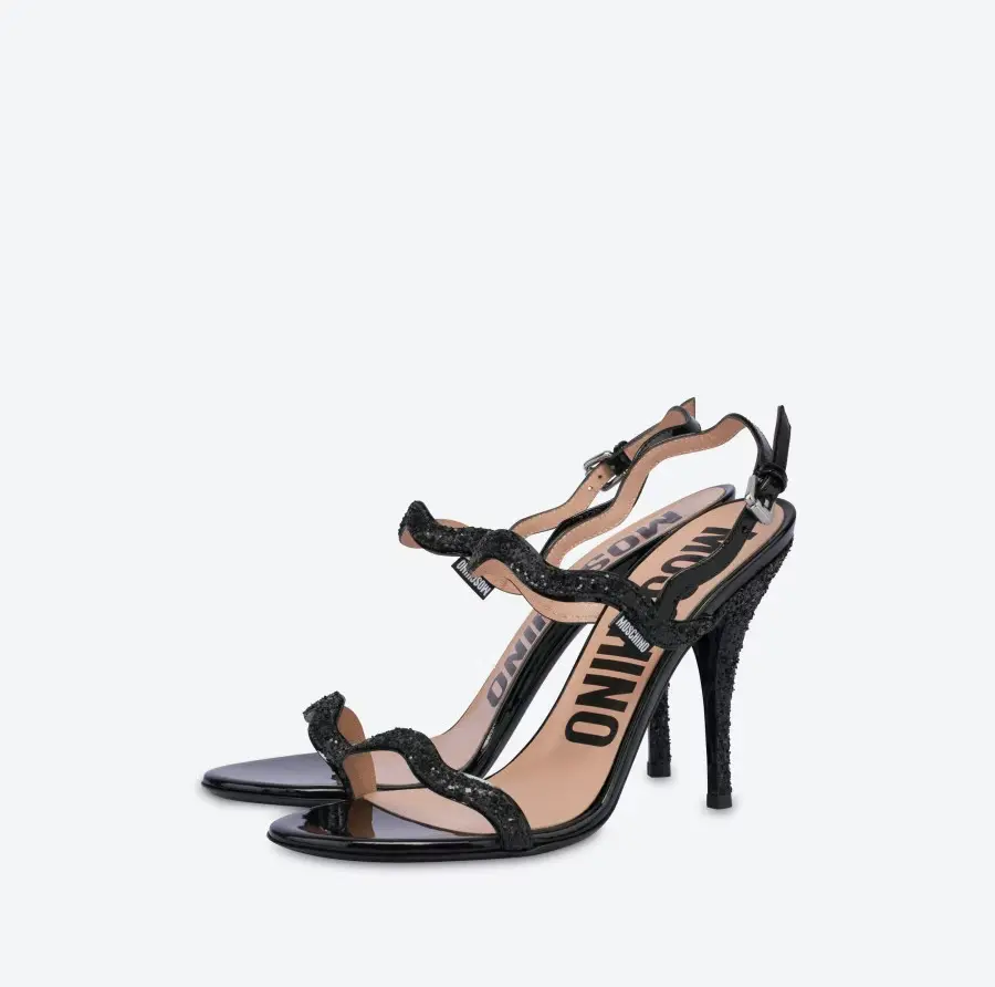 Giày Cao Gót Moschino Ric Rac High Glitter 'Black' MA1656AC0EMJV000 - Ảnh 2
