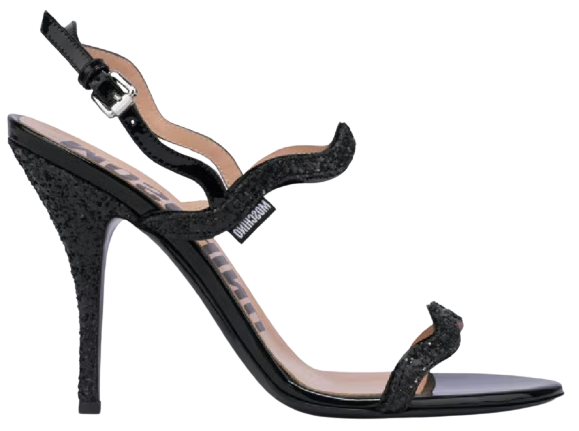 Giày Cao Gót Moschino Ric Rac High Glitter 'Black' MA1656AC0EMJV000