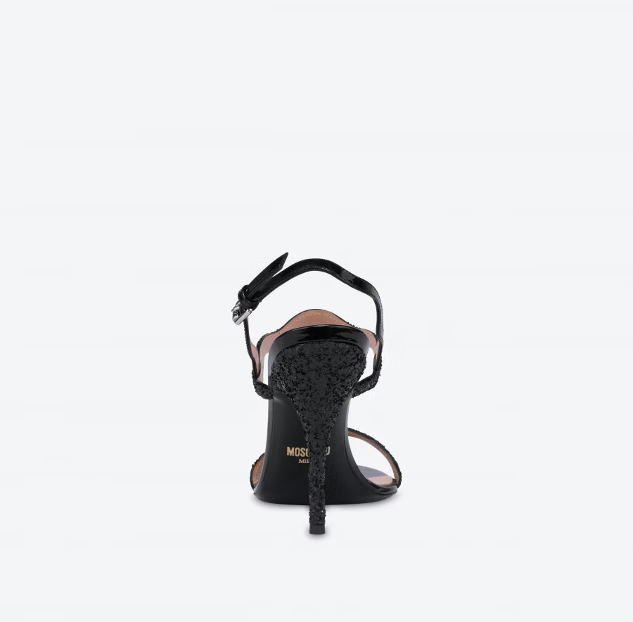 Giày Cao Gót Moschino Ric Rac High Glitter 'Black' MA1656AC0EMJV000 - Ảnh 3