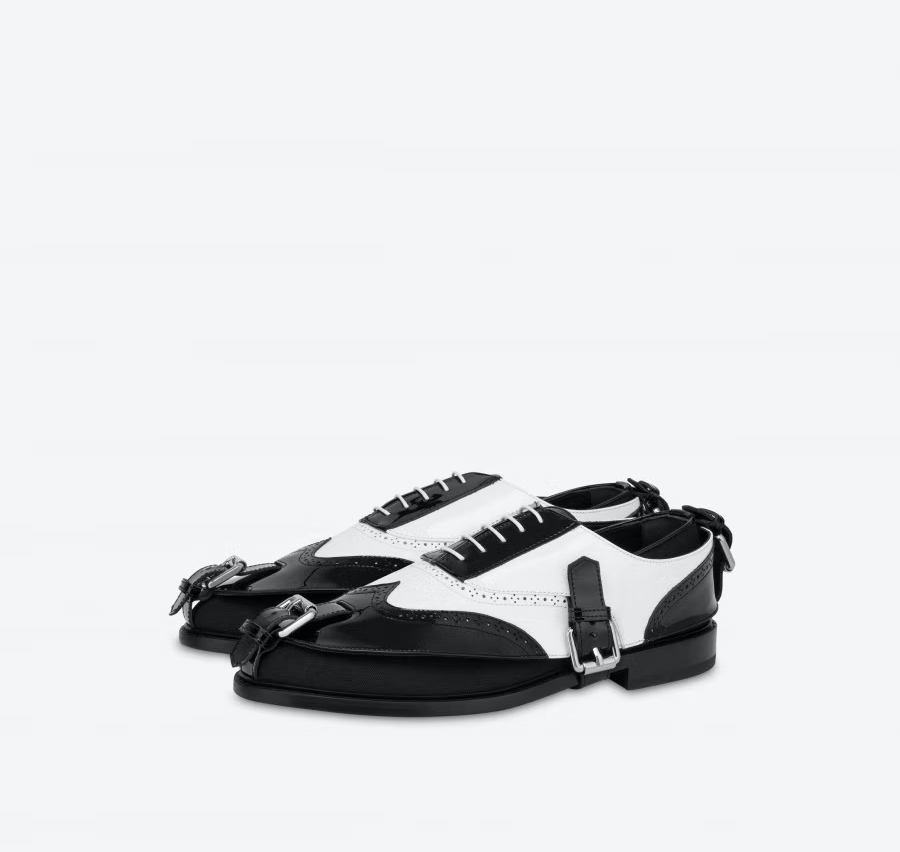 Giày Moschino Brogue Open Oxford With Gaiters 'Black' MB10223C0EGK200A - Ảnh 3