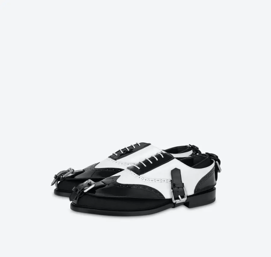 Giày Moschino Brogue Open Oxford With Gaiters 'Black' MB10223C0EGK200A - Ảnh 3