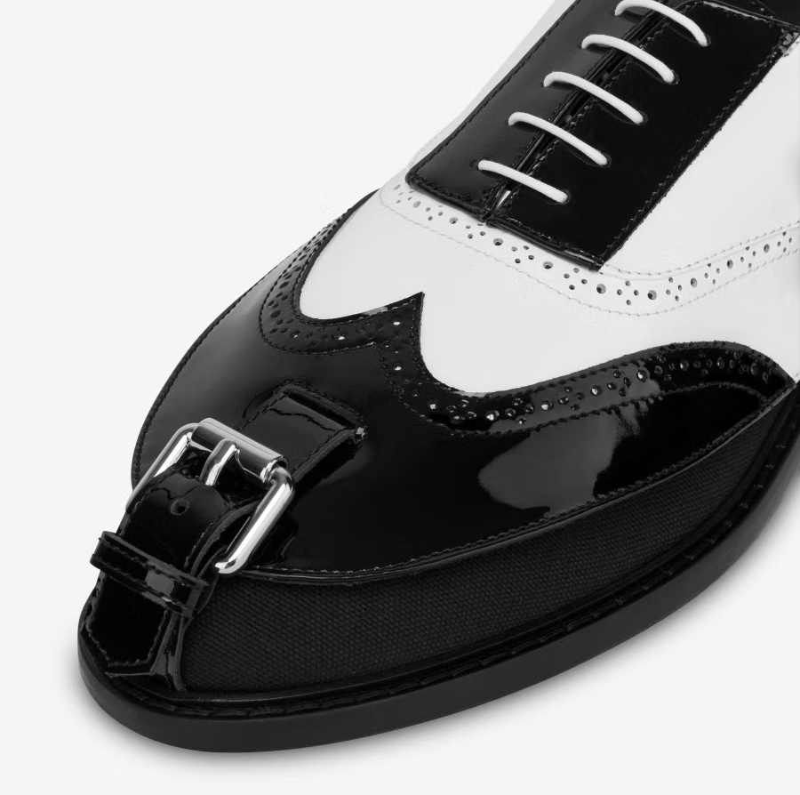 Giày Moschino Brogue Open Oxford With Gaiters 'Black' MB10223C0EGK200A - Ảnh 5