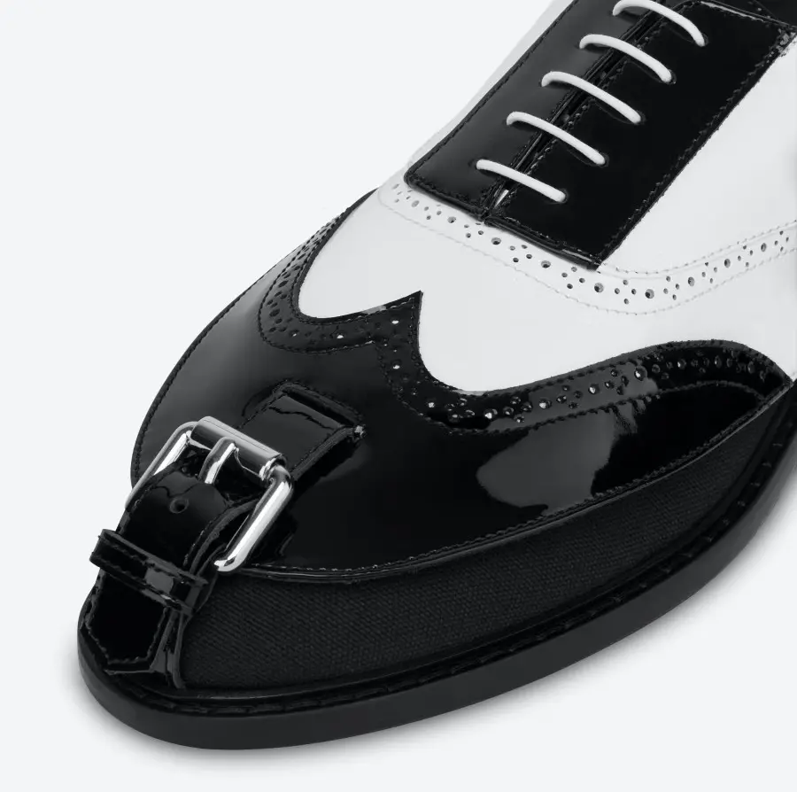 Giày Moschino Brogue Open Oxford With Gaiters 'Black' MB10223C0EGK200A - Ảnh 5
