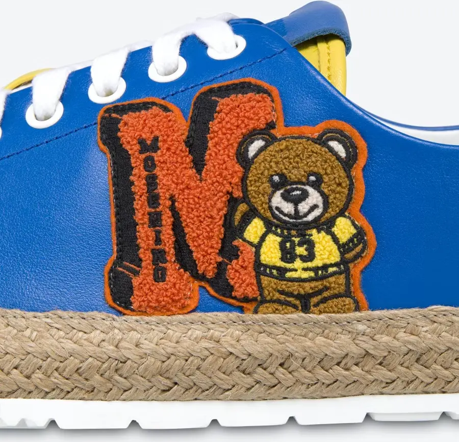 Giày Moschino Varsity Teddy Bear Calfskin 'Bluette' MB10313G0EGA140A - Ảnh 5