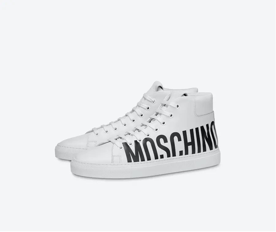 Alternative view of Giày Moschino Leather High With Logo 'White' MB15052G08GA0100