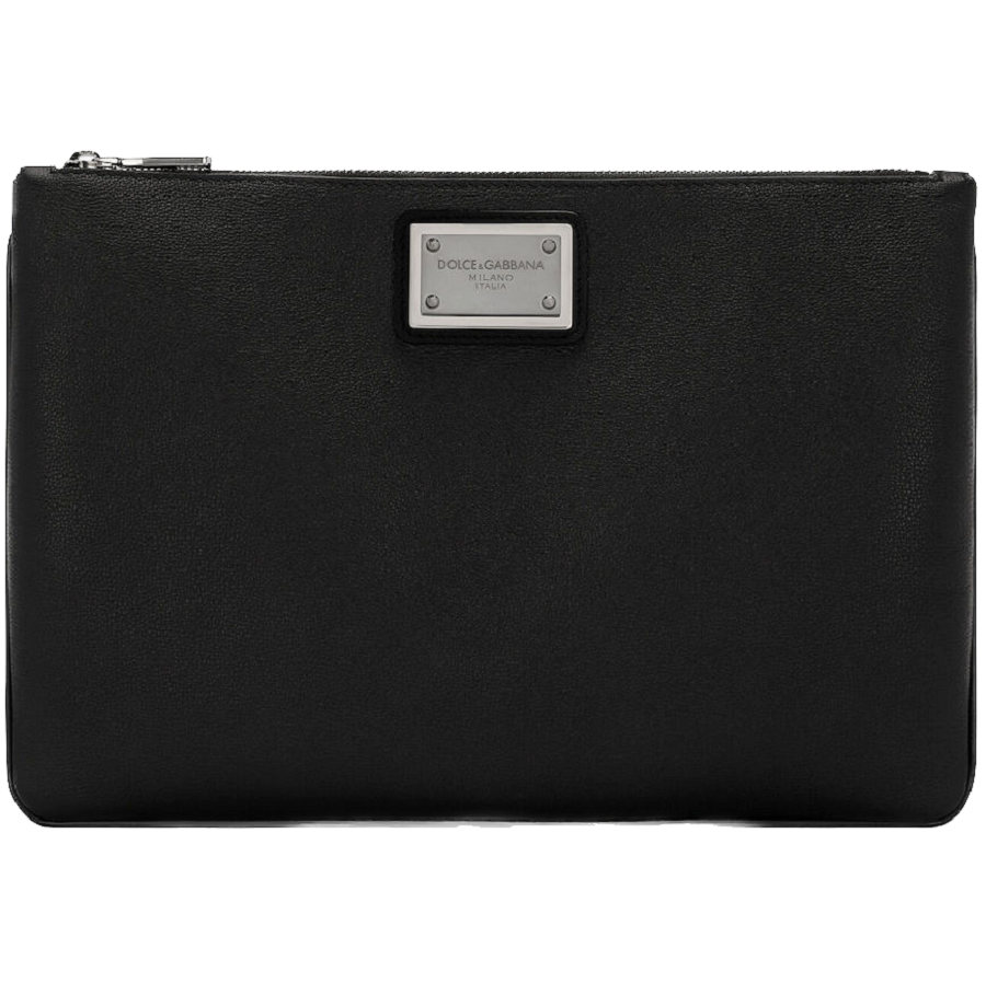 Túi Dolce & Gabbana Grainy Calfskin And Nylon Pouch 'Black' BM2248AD4478B956