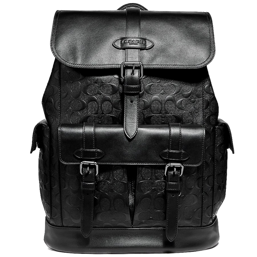 Balo Coach Hudson Backpack Signature Leather 'Black' F50053