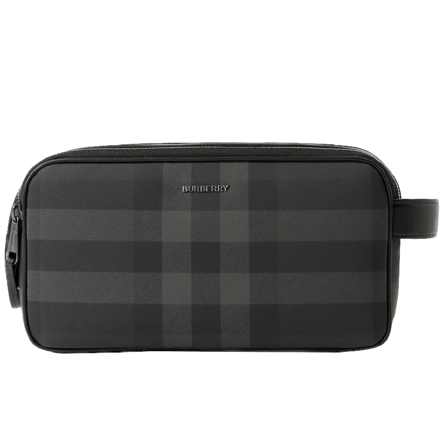Túi Burberry Checked Zipped Wash Bag 'Charcoal' 80718541