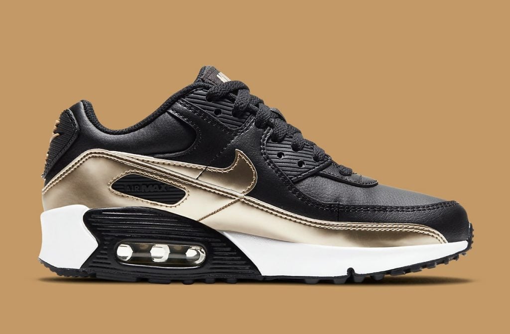 Giày Nike Air Max 90 LTR GS 'Black Metallic Gold Star' CD6864-008 - Ảnh 3