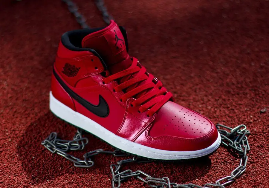 Giày Nike Air Jordan 1 Mid Gym Red Black Patent 554725-602 - Ảnh 3